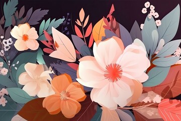 Canvas Print - Creative ways to decorate with flowers. Floral fantasy background. Generative AI