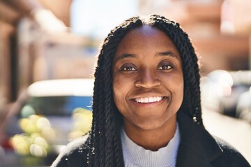 Sticker - African american woman smiling confident standing at street