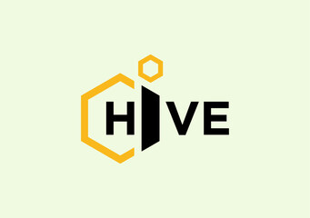 Wordmark Hive logo with hexagon bee symbol