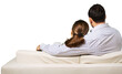 © BillionPhotos.com - Couple sitting on couch, back view,isolated on white