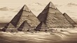 drawing outline Egyptian pyramids Generative AI