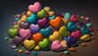 © cac_tus - Colorful heart shape balloons. Generative AI