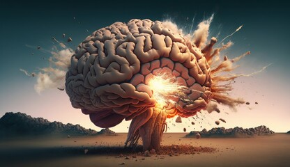 Wall Mural - Abstract colorful brain, idea concept. Generative ai
