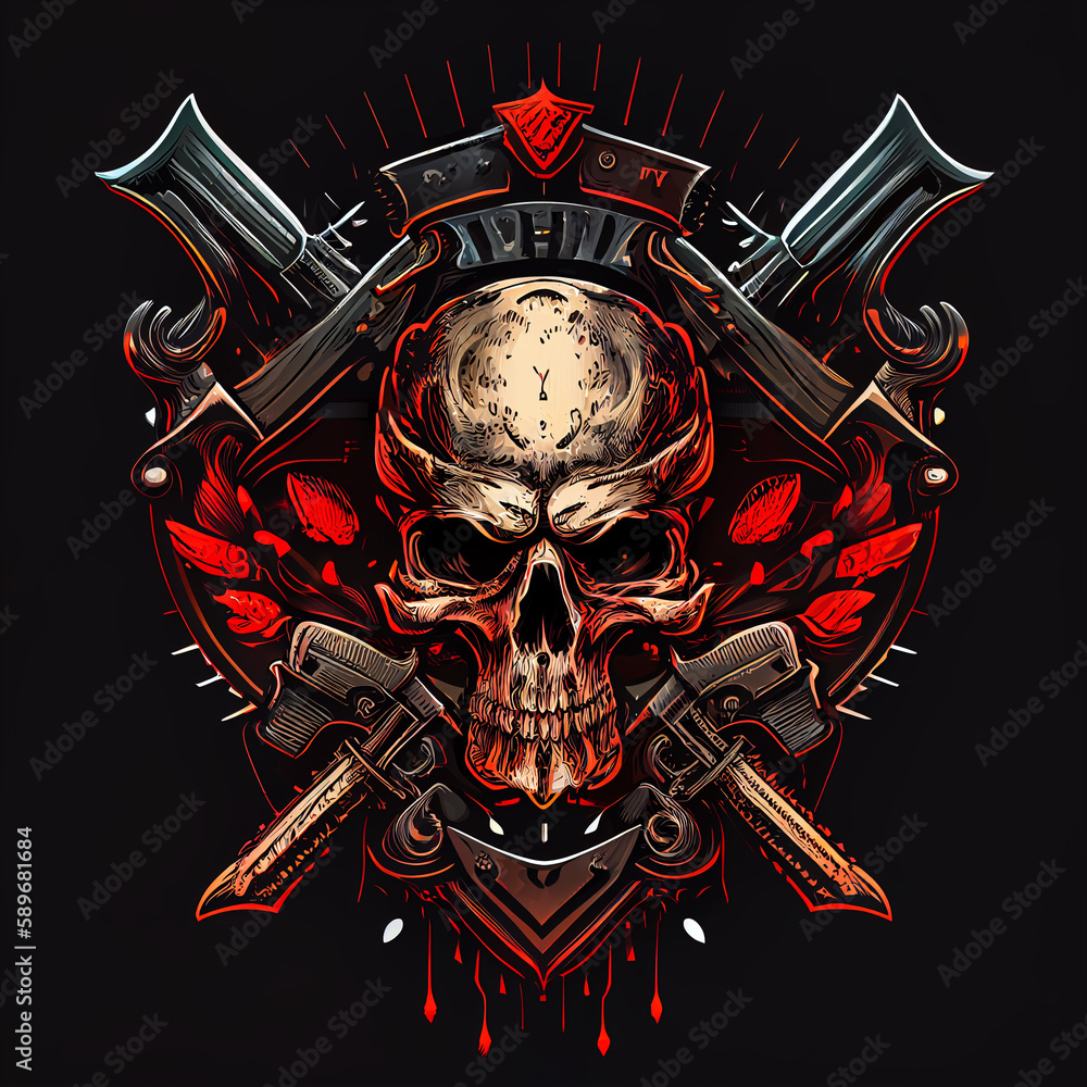 skull Guns Logo: Aggressive Emblem with Graphic Style - generative AI ...