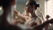Confident young woman practicing ballet in a studio with grace and poise. Generative AI.
