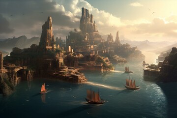 Wall Mural - city ​​of atlantis generative ai