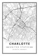 Street map art of Charlotte city in USA - United States of America - America