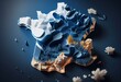 Carte de France en 3D sur fond bleu. Generative AI