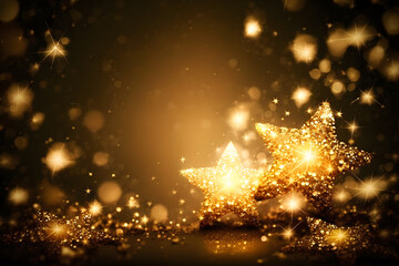 Wall Mural - abstract congratulatory luxury background with golden stars. neural network ai generated art