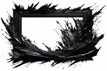 Wall Mural - picture frame with abstract black paint splatters. Generative AI