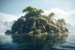 solitary island in the middle of an endless sea. Generative AI