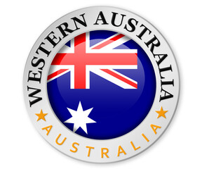 Wall Mural - Silver badge with Western Australia and Australia flag