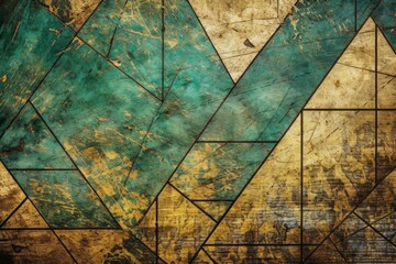 Wall Mural - an abstract painting with striking gold and green colors. Generative AI