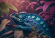 Jungle Chameleon Wallpaper Background Generative AI