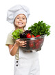 © BillionPhotos.com - Young cute girl with bowl full of vegetables isolated on white background