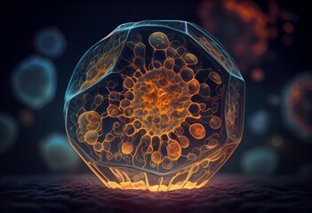 Biological cell with thin film, 3d rendering. Generative AI