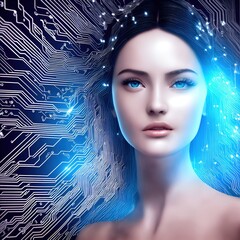 Futuristic computer, chip board generative AI
