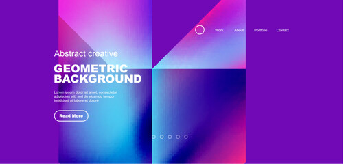 Wall Mural - Fluid gradient geometric triangles, abstract landing page background. Minimal shapes composition for wallpaper, banner, background, leaflet, catalog, cover, flyer