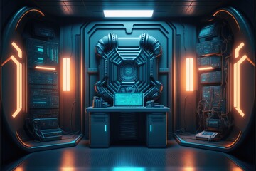Wall Mural - abstract in futuristic interior architecture of spaceship with power generative technology. concept 