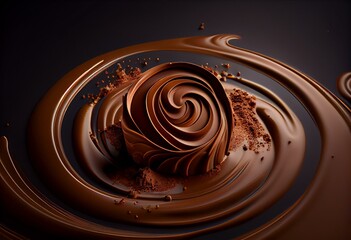 Astonishing chocolate swirl. Backgrounds series. Generative AI