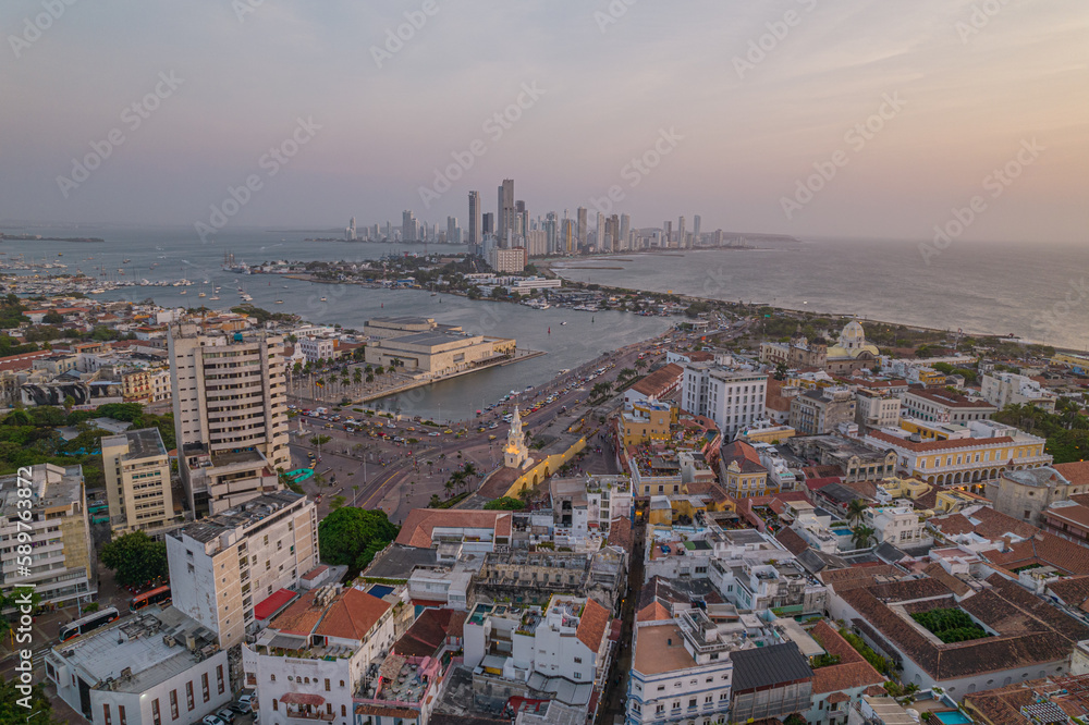 Paisaje urbano de la ciudad de Cartagena (Colombia), incluyendo sus ...