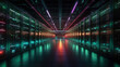 High-tech and futuristic interior of a massive data center. Generative AI