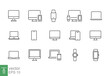 © Fourdoty - Modern devices thin line icon set. Simple outline style. Computer, laptop, monitor screen, gadget, pc, phone, smartwatch. Vector illustration isolated on a white background. EPS 10.
