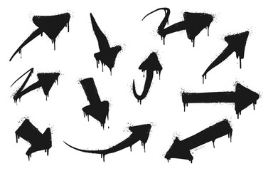 Wall Mural - collection of Spray painted graffiti Arrow in black over white. arrow direction drip symbol. isolated on white background. vector illustration