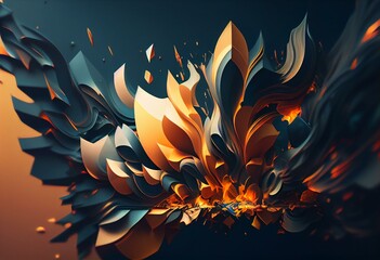 Wall Mural - Modern abstract panoramic wallpaper. art background. Generative AI