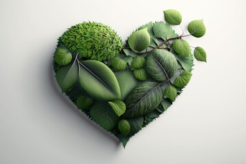 Wall Mural - Leaves in forming a heart shape, World environment day and Earth day background. Generative AI