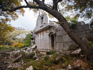 Wall Mural - Autumn walk by Termessos Ancient City, Turkey. Turkeys most outstanding archaeological sites and one of main tourist center.