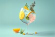 Gin tonic cocktail drink. flat illustration style. Generative AI