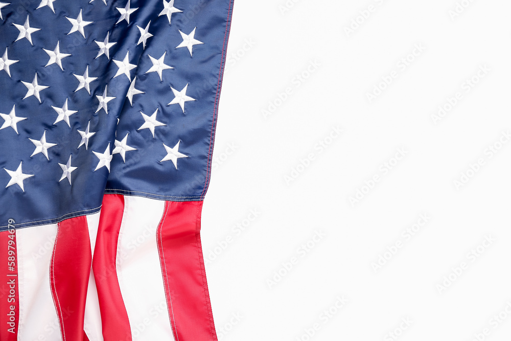 USA flag on white background. Memorial Day celebration