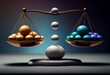 Expectations and satisfaction in balance - pictured as balanced balls on scale that symbolize harmony and equity between Expectations and satisfaction that is good and beneficial., 3d. Generative AI