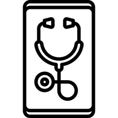 Wall Mural - telemedicine thin line icon, stethoscope on screen of smartphone. modern vector illustration.