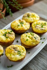 High angle closeup of egg muffins