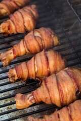 Sticker - Grill with chicken legs wrapped with bacon