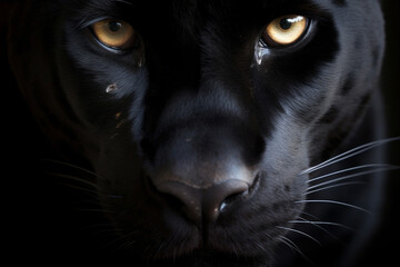 Wall Mural - Close-up on a black panther eyes on black