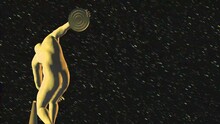 3D Rotating Discobolus Statue Animation. Greek Sculpture In Modern Art Style. NFT Cryptoart Concept. 4K
