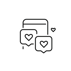 Wall Mural - flirt messages exchange on dating app. smartphone with heart notification. pixel perfect, editable s