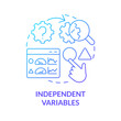 © IMG visuals icons - Independent variables blue gradient concept icon. Causal research changeable and principles abstract idea thin line illustration. Isolated outline drawing. Myriad Pro-Bold font used