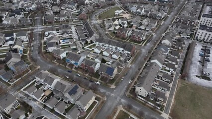 Sticker - Aerial drone footage of urban buildings in Robbinsville Township, New Jersey, United States