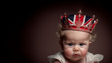 Baby With English Flag And Crown, Ai Generative
