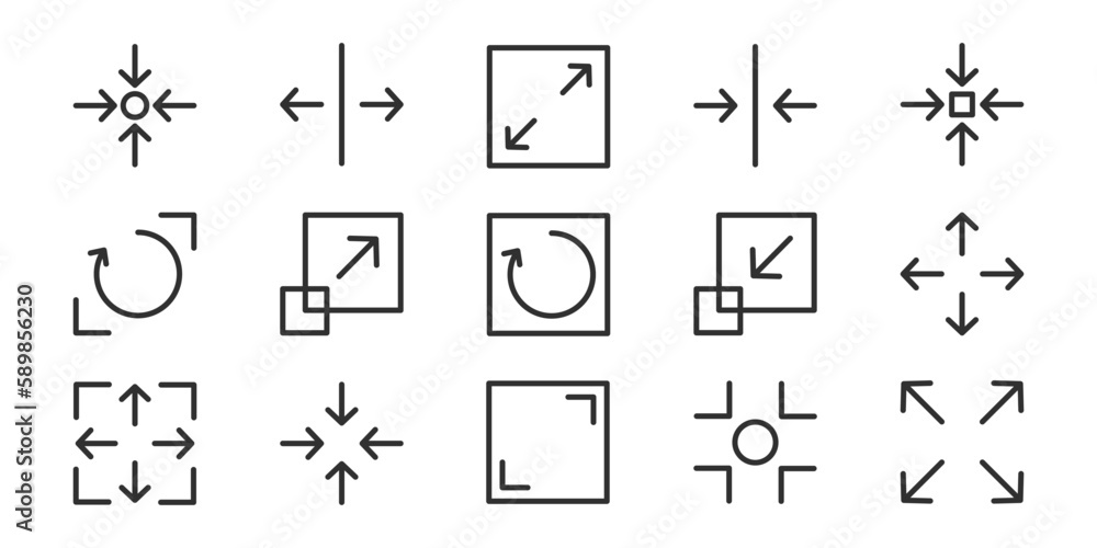 Scaling, resize vector line editable icons set Stock Vector | Adobe Stock
