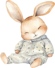 Aufkleber - Cute sleepy bunny character created with Generative AI technology