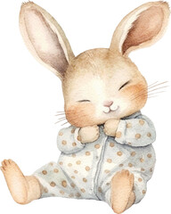 Aufkleber - Cute sleepy bunny character created with Generative AI technology