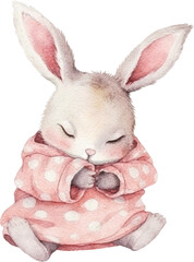 Aufkleber - Cute sleepy bunny character created with Generative AI technology