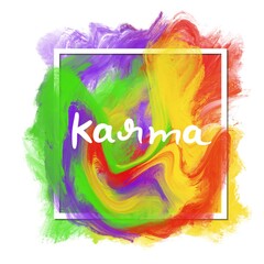 Wall Mural - Karma Colorful Painting Blobs Square Frame Text