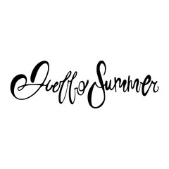 Hand drawn phrase hello summer isolated on the white background. hand lettering calligraphy greeting card or invitation for summer party template and other seasonal summer holiday. vecto