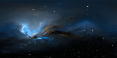 Wall Mural - 360 degree stellar system and gas nebula. panorama, environment 360 hdri map. equirectangular projec